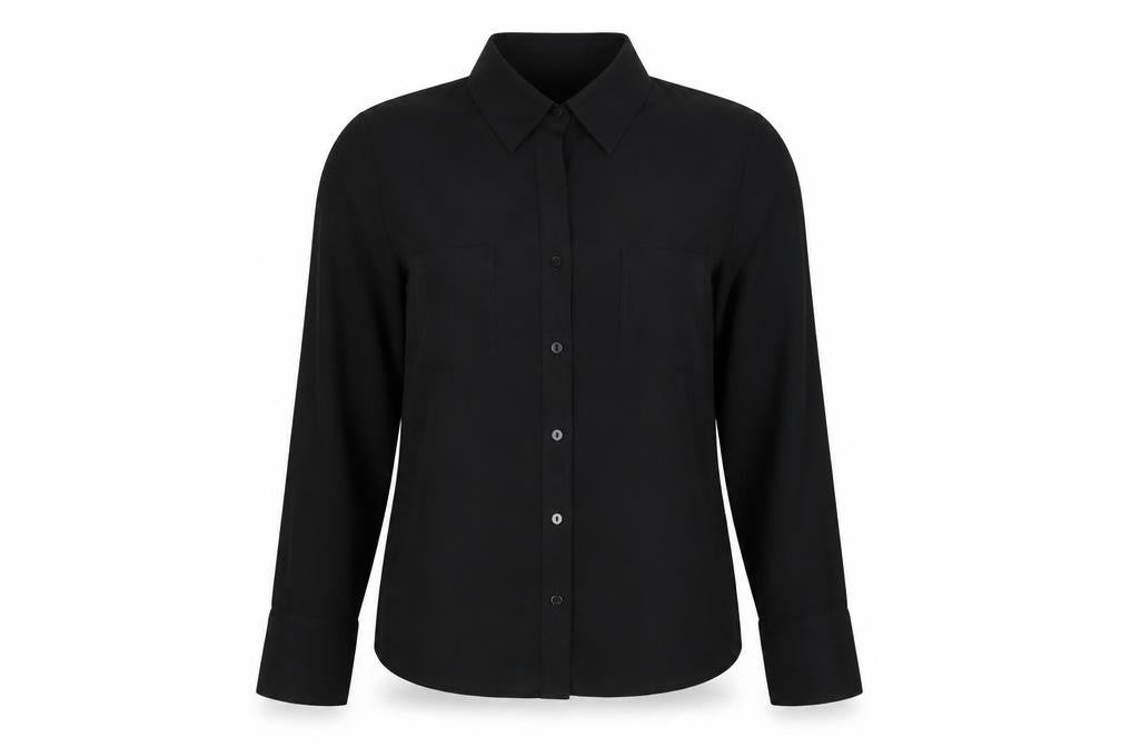 NEXT Womens Black Polyester Basic Button-Up Size 14 Collared