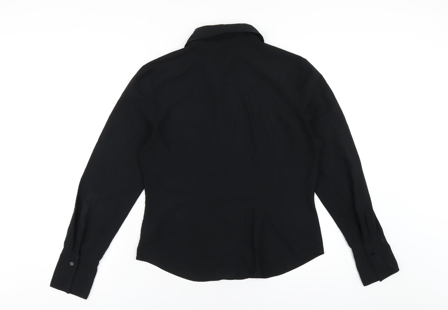 NEXT Womens Black Polyester Basic Button-Up Size 14 Collared