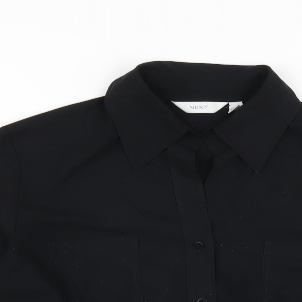 NEXT Womens Black Polyester Basic Button-Up Size 14 Collared