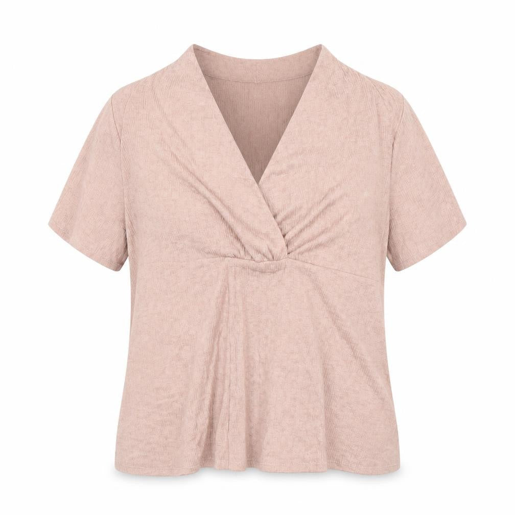 Julipa Womens Pink Polyester Basic T-Shirt Size 16 V-Neck