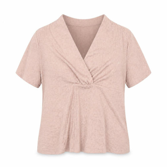 Julipa Womens Pink Polyester Basic T-Shirt Size 16 V-Neck