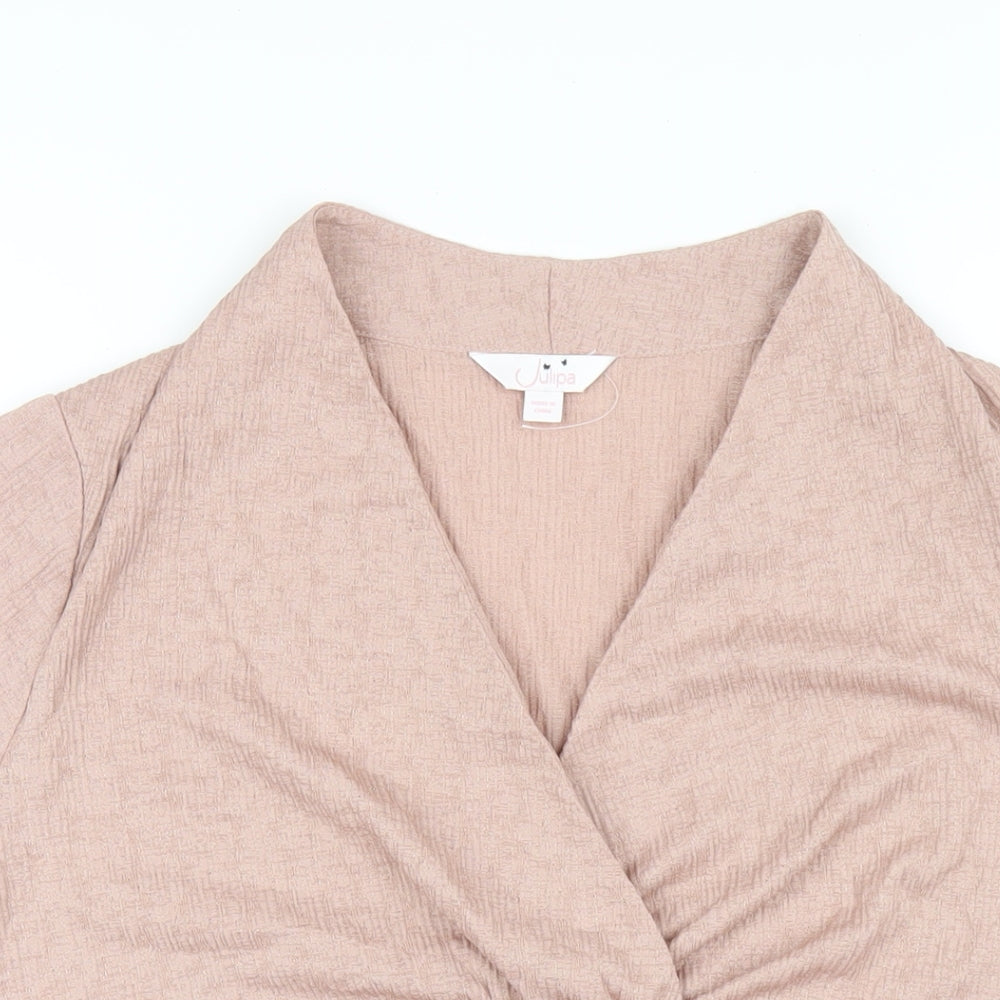 Julipa Womens Pink Polyester Basic T-Shirt Size 16 V-Neck