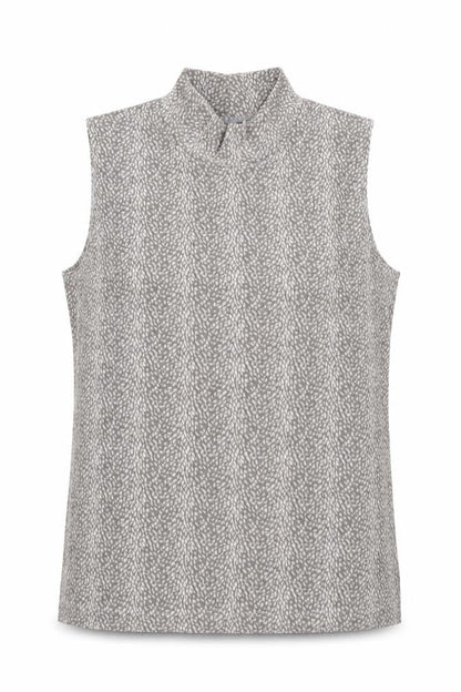 WEEKENDERS Womens Grey Geometric Acetate Basic Tank Size M Mock Neck