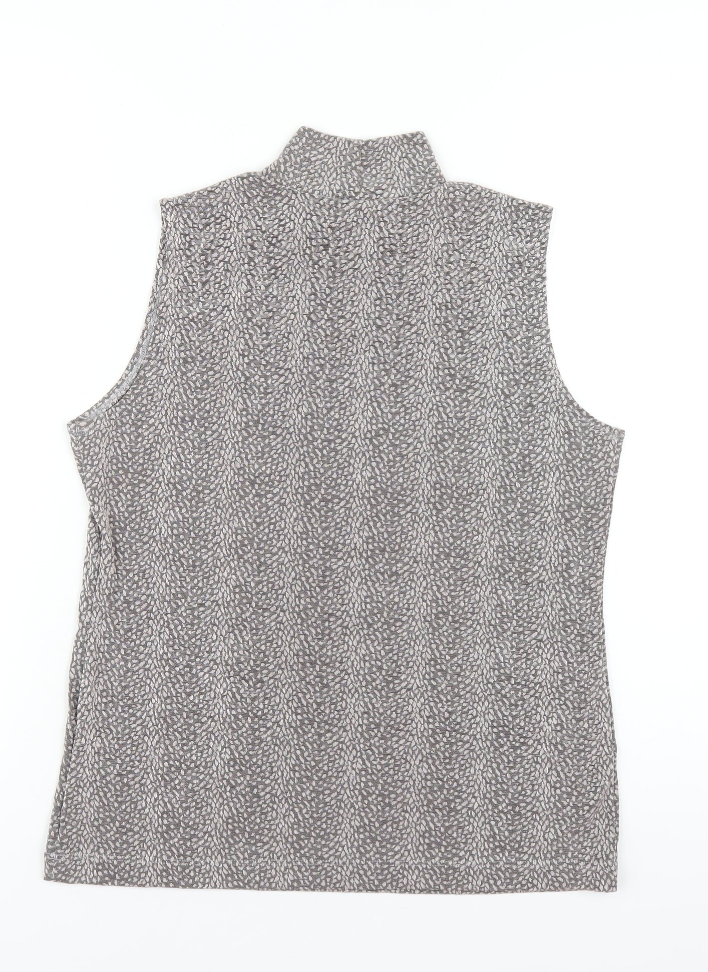 WEEKENDERS Womens Grey Geometric Acetate Basic Tank Size M Mock Neck