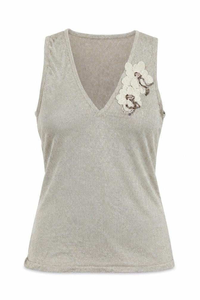 Marks & Spencer Womens Gold Viscose Basic Tank Size 12 V-Neck
