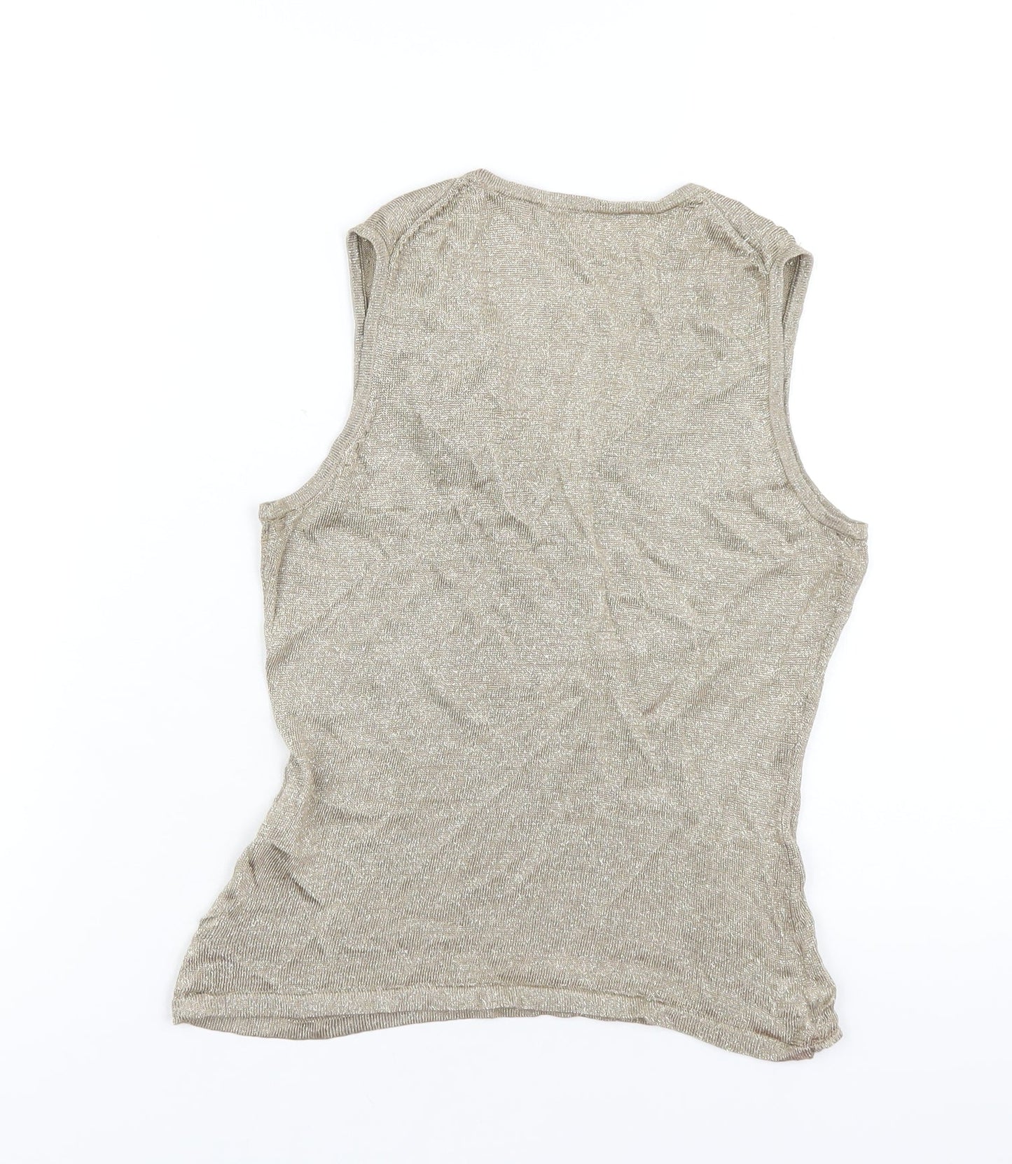 Marks and Spencer Womens Gold Viscose Basic Tank Size 12 V-Neck