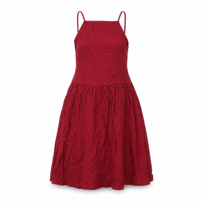 Front view of ASOS women’s red viscose a-line, size UK 8, square neck pullover