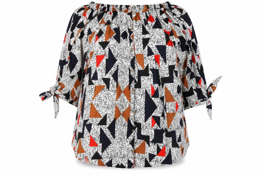 AX Paris Womens Multicoloured Geometric Polyester A-Line Size 22 Off the Shoulder Pullover