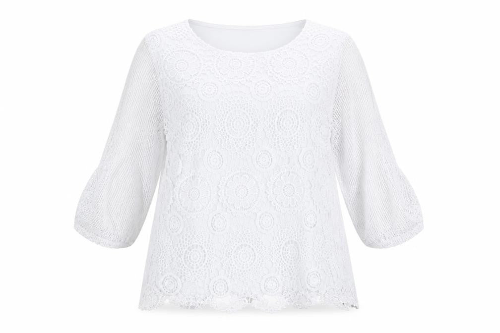 Anna Rose Womens White Polyester Basic T-Shirt Size M Round Neck