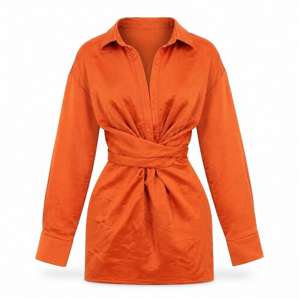 In the Style Womens Orange Polyester Mini Size 10 V-Neck Zip