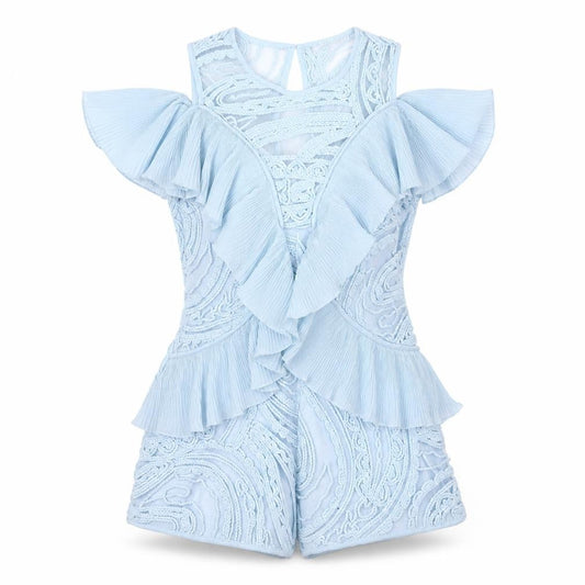 Allyson Womens Blue Polyester Playsuit One-Piece Size L Zip