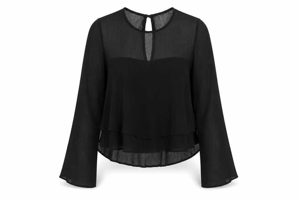 Nobody's Child Womens Black Polyester Basic T-Shirt Size 6 Round Neck