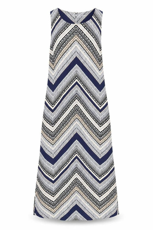 Dorothy Perkins Womens Multicoloured Chevron Viscose A-Line Size 8 Round Neck Button