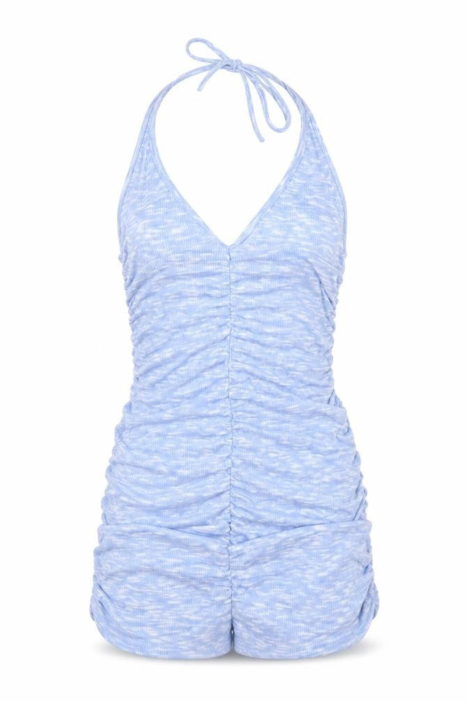 Missy Empire Womens Blue Polyester Bodycon Size 8 Halter Pullover