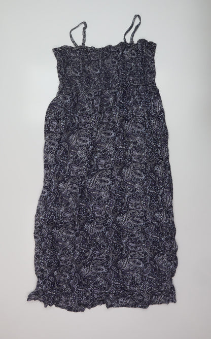 B.You Womens Blue Geometric Viscose A-Line Size 20 Square Neck Pullover