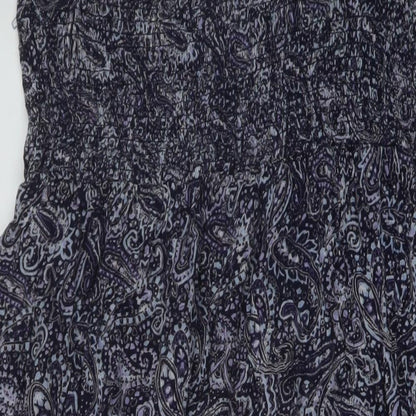 B.You Womens Blue Geometric Viscose A-Line Size 20 Square Neck Pullover