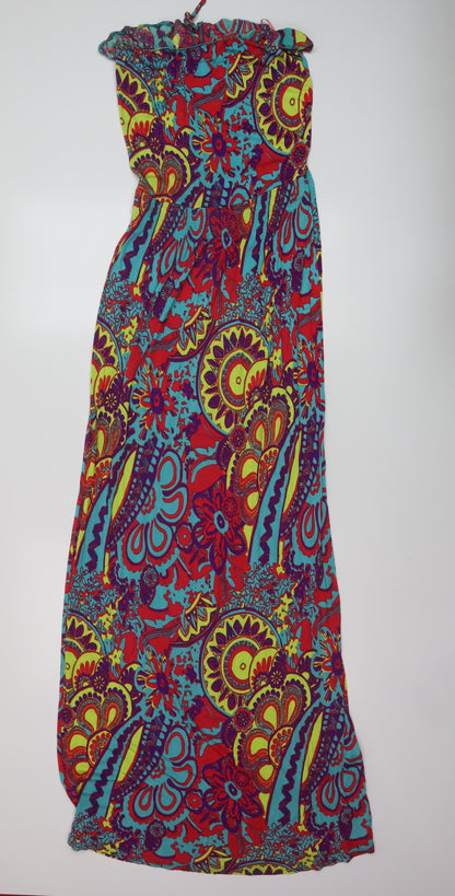 Next Womens Multicoloured Geometric Viscose Maxi Size 12 Off the Shoulder Pullover