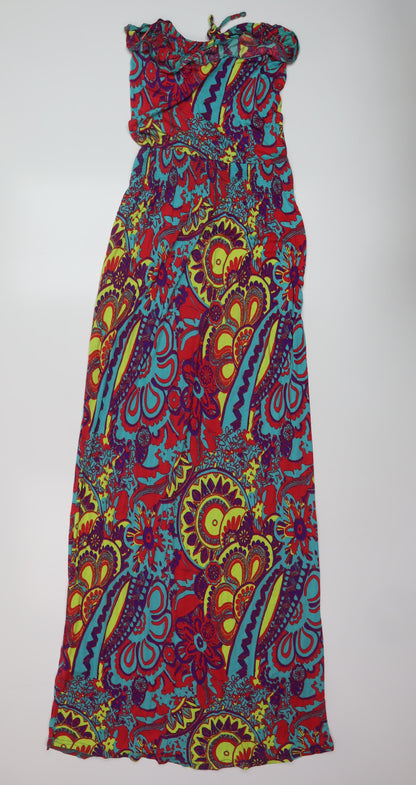 Next Womens Multicoloured Geometric Viscose Maxi Size 12 Off the Shoulder Pullover