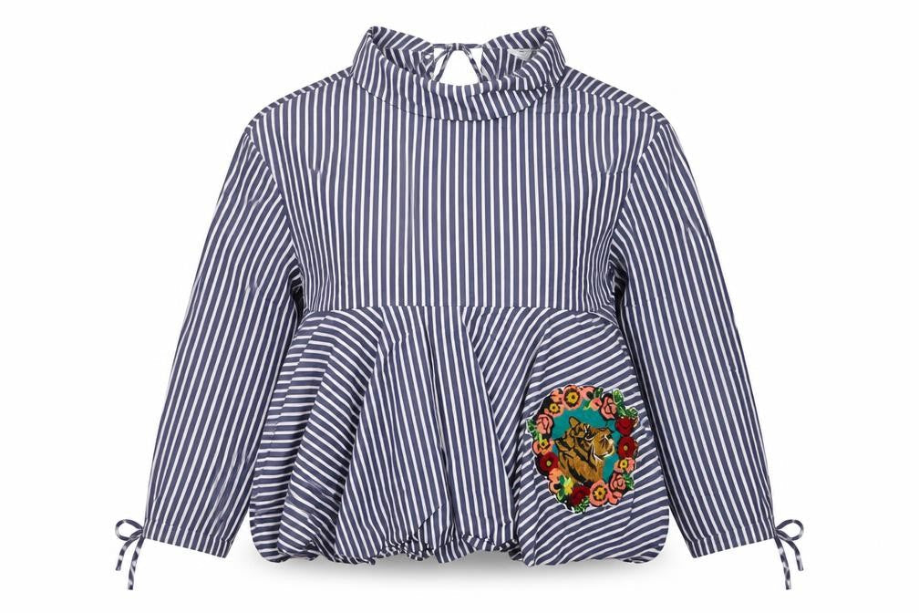 Zara Womens Blue Striped Cotton Basic Blouse Size XS Collared