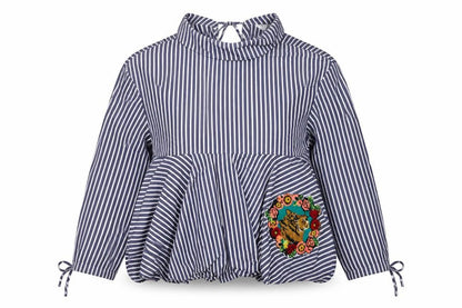 Zara Womens Blue Striped Cotton Basic Blouse Size XS Collared