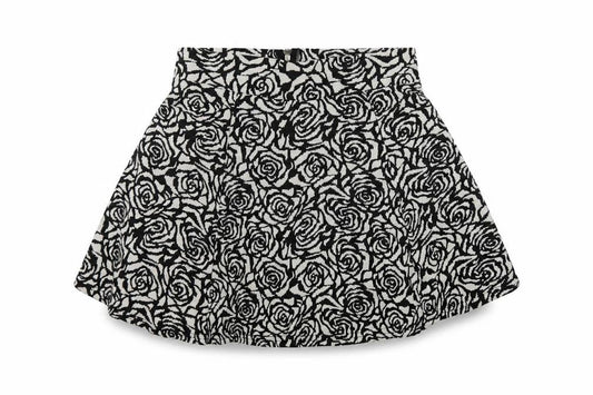 H&M Womens Black Geometric Cotton Skater Skirt Size M Zip