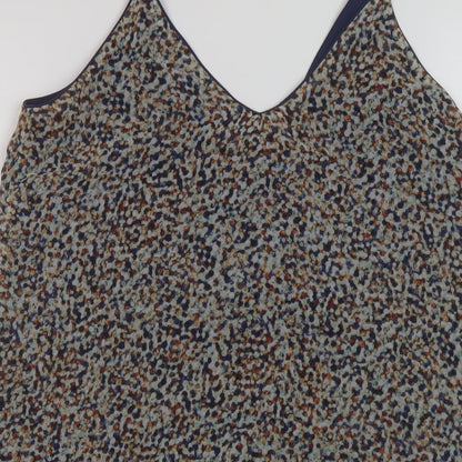 Zara Womens Beige Geometric Polyester Basic Tank Size S V-Neck