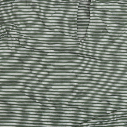 Next Womens Green Striped Viscose Basic Blouse Size 8 Round Neck