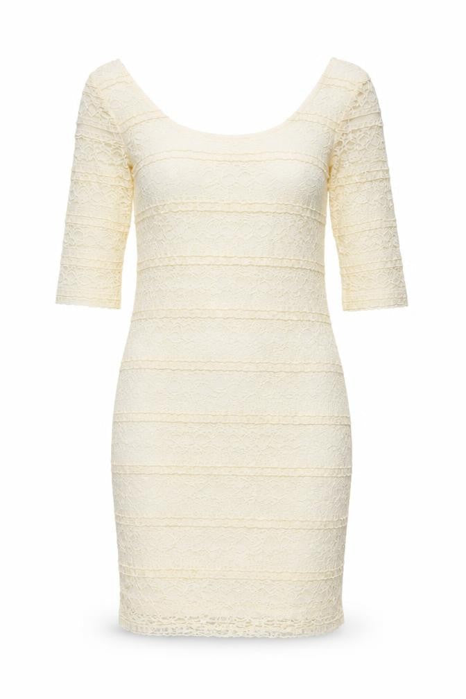 H&M Womens Ivory Polyester Bodycon Size M Round Neck Pullover
