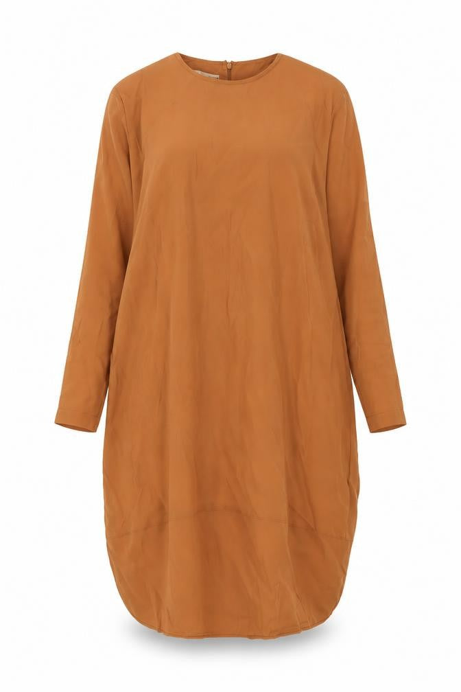 Allday Womens Brown Polyester A-Line Size 12 Round Neck Zip