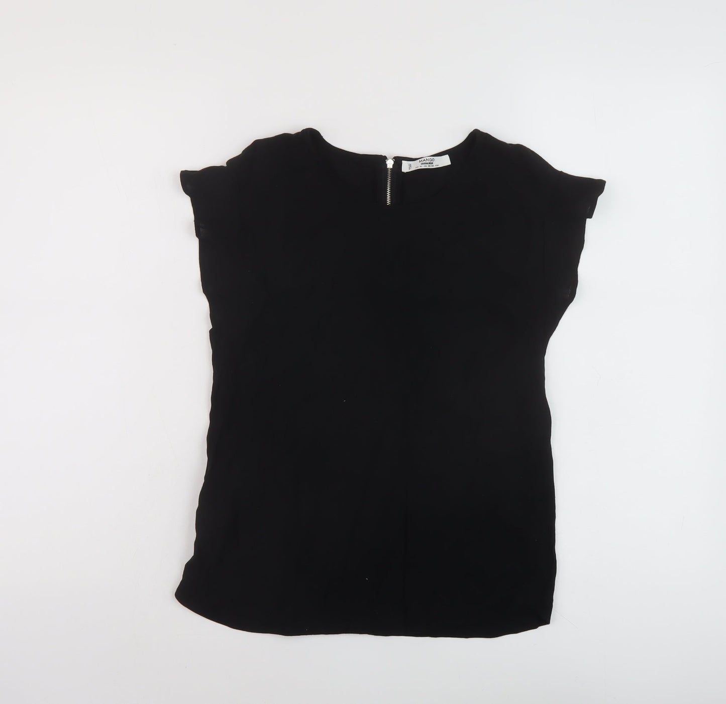 Mango Womens Black Viscose Basic T-Shirt Size XS Crew Neck