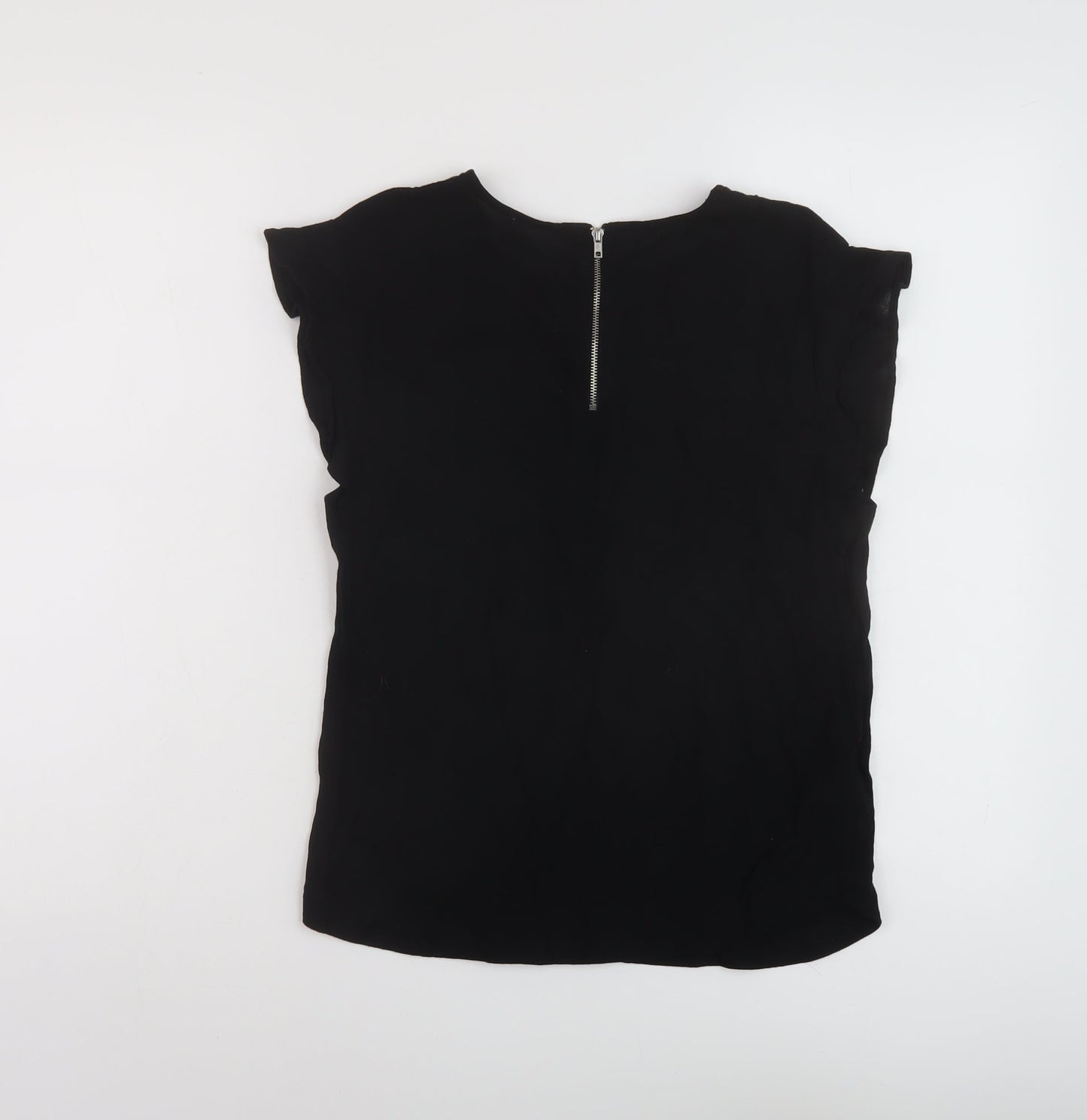 Mango Womens Black Viscose Basic T-Shirt Size XS Crew Neck
