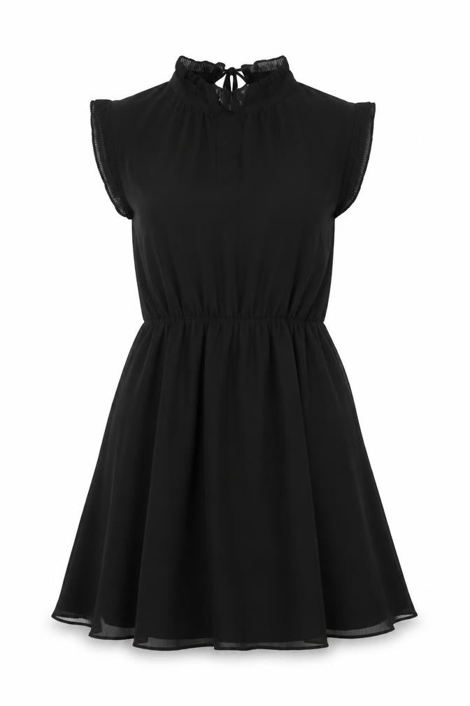 H&M Womens Black Polyester A-Line Size 8 Mock Neck Tie