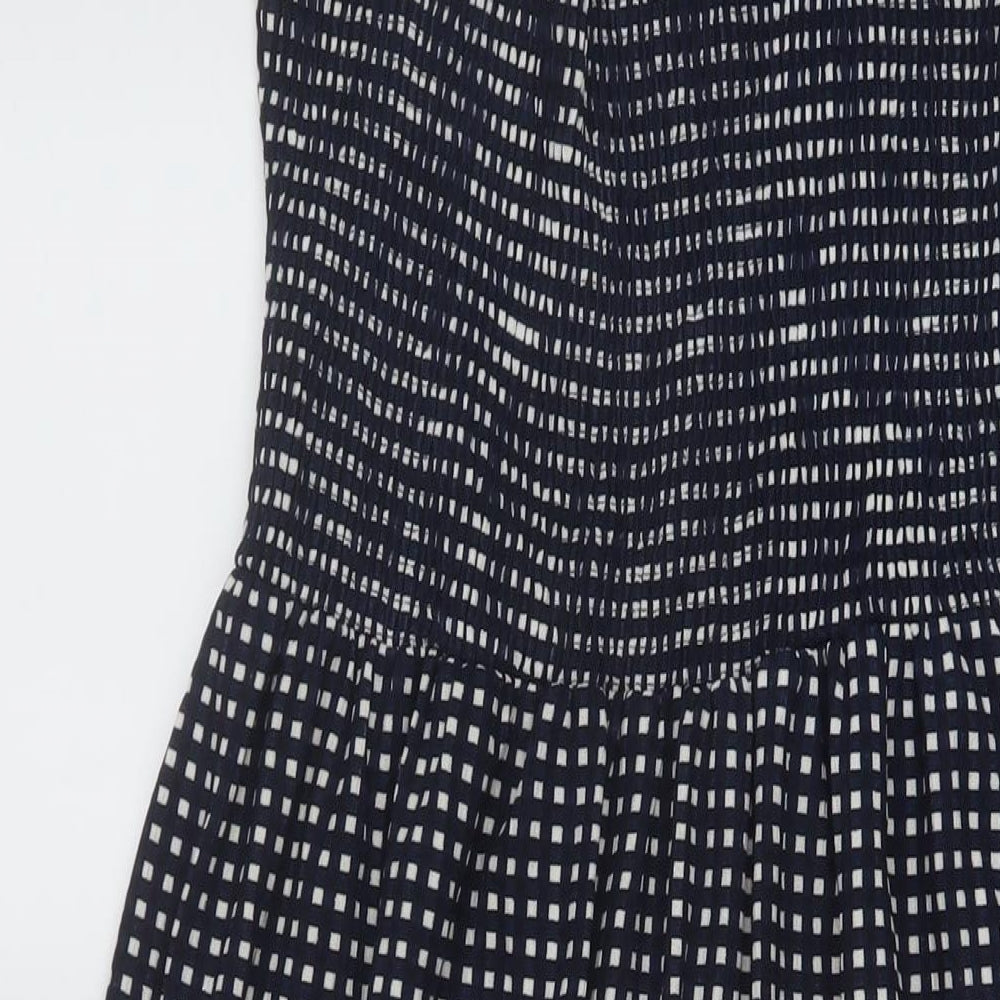 Very Womens Blue Geometric Polyester A-Line Size 10 Square Neck Pullover