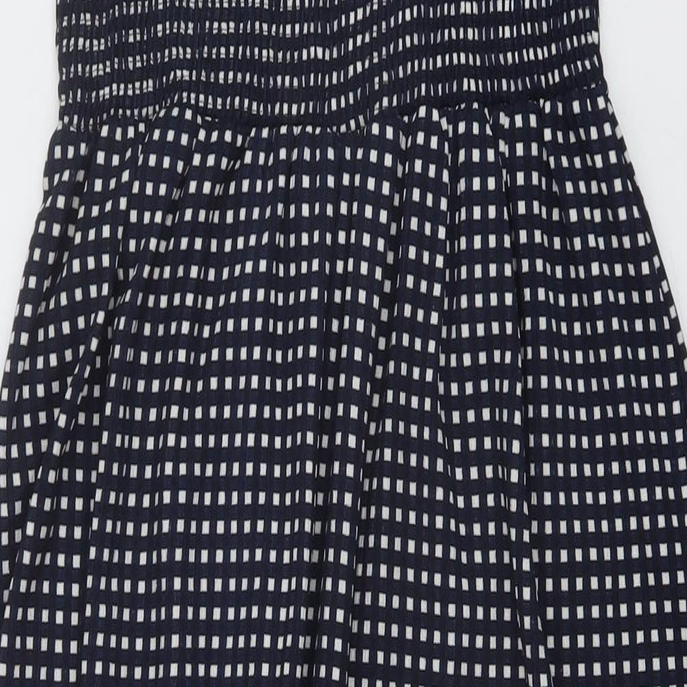 Very Womens Blue Geometric Polyester A-Line Size 10 Square Neck Pullover