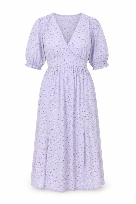Monki Womens Purple Floral Polyester A-Line Size 6 V-Neck Pullover