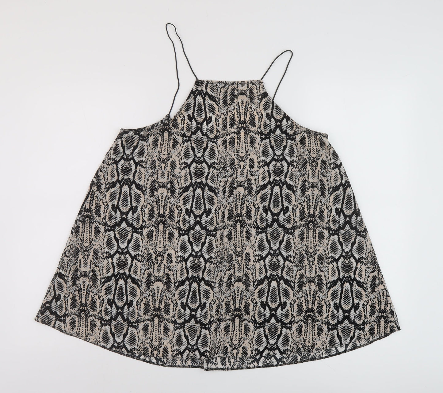 Love Label Womens Beige Animal Print Polyester Basic Tank Size 12 V-Neck