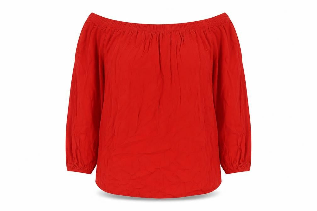 Select Womens Red Viscose Basic Blouse Size 12 Square Neck