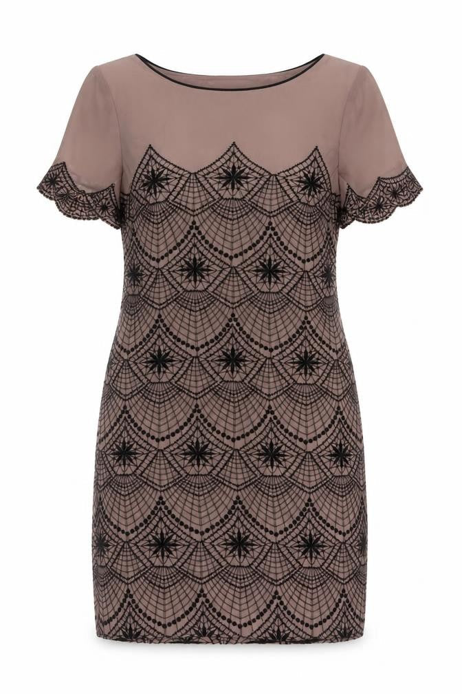Monsoon Womens Pink Geometric Polyester A-Line Size 10 Round Neck Zip