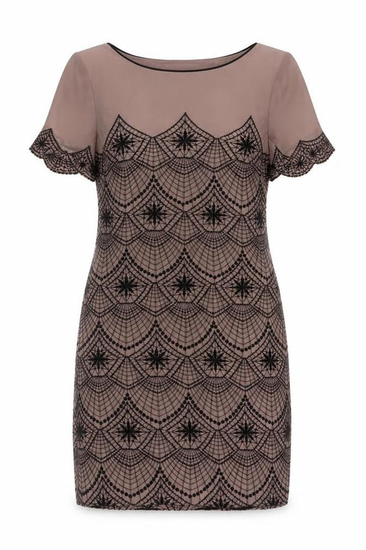 Monsoon Womens Pink Geometric Polyester A-Line Size 10 Round Neck Zip