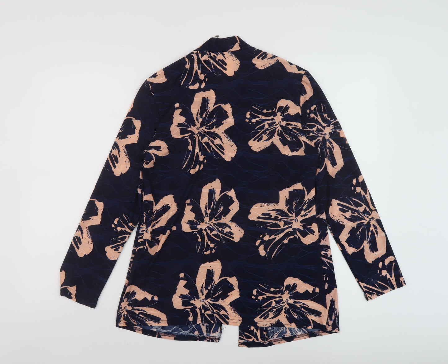 Annabelle Womens Blue Floral Polyester Basic Blouse Size 10 Round Neck
