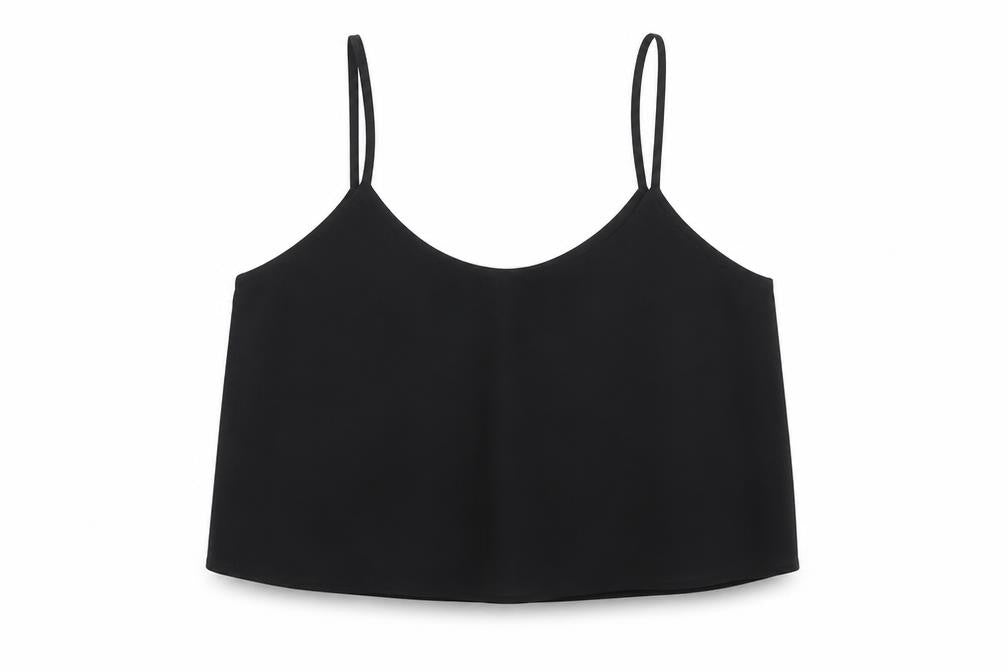 Topship Womens Black Polyester Cropped Tank Size 10 Round Neck