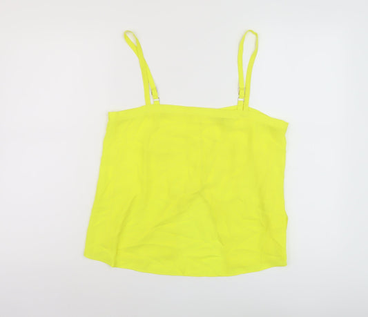 River Island Womens Yellow Polyester Basic Tank Size 12 Square Neck