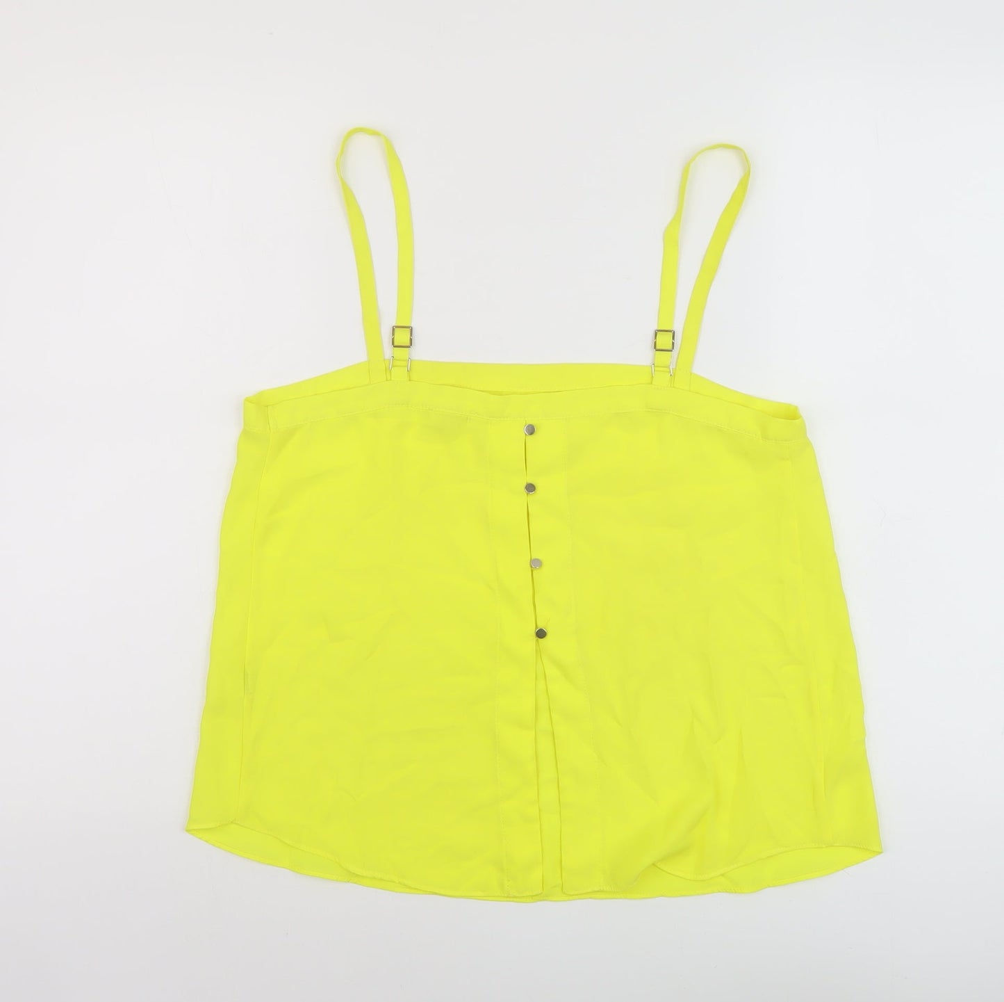River Island Womens Yellow Polyester Basic Tank Size 12 Square Neck