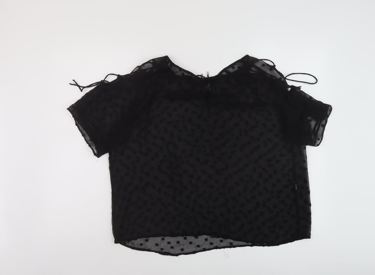 Zara Womens Black Polyester Basic Blouse Size S Round Neck