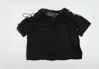 Zara Womens Black Polyester Basic Blouse Size S Round Neck