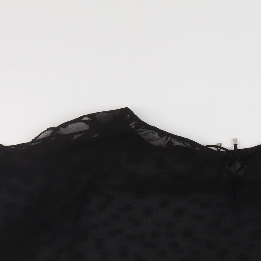 Zara Womens Black Polyester Basic Blouse Size S Round Neck