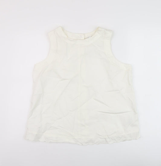 Marks and Spencer Womens White Cotton Basic Tank Size 14 Round Neck