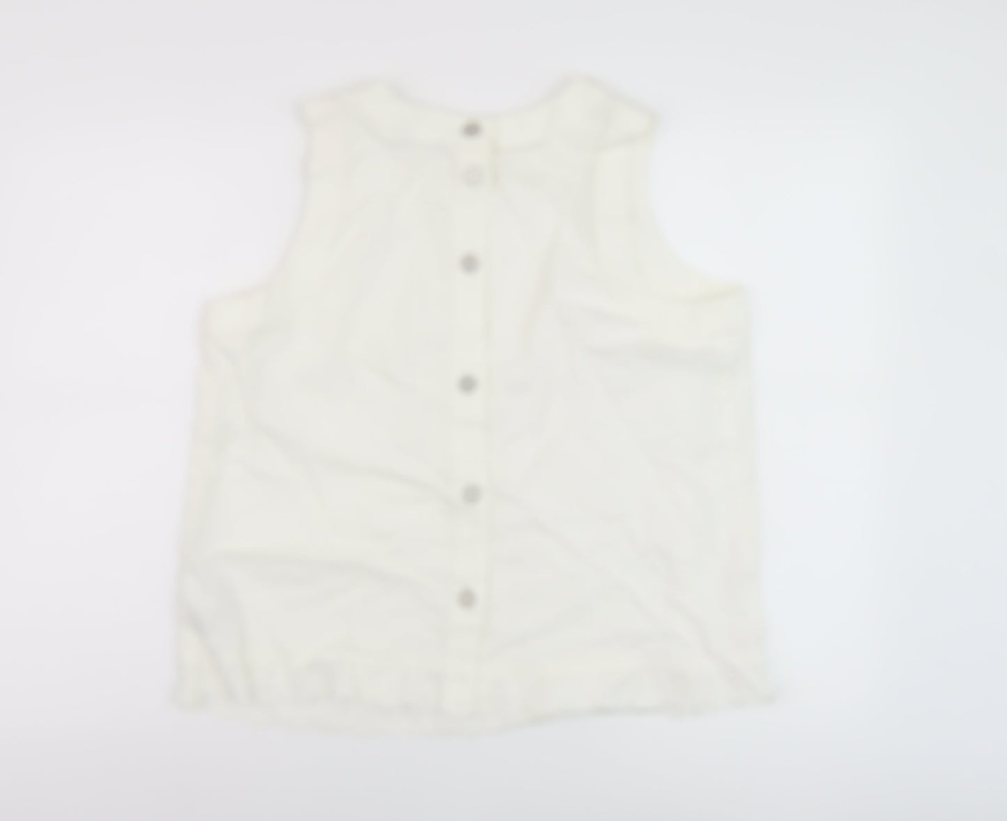 Marks and Spencer Womens White Cotton Basic Tank Size 14 Round Neck
