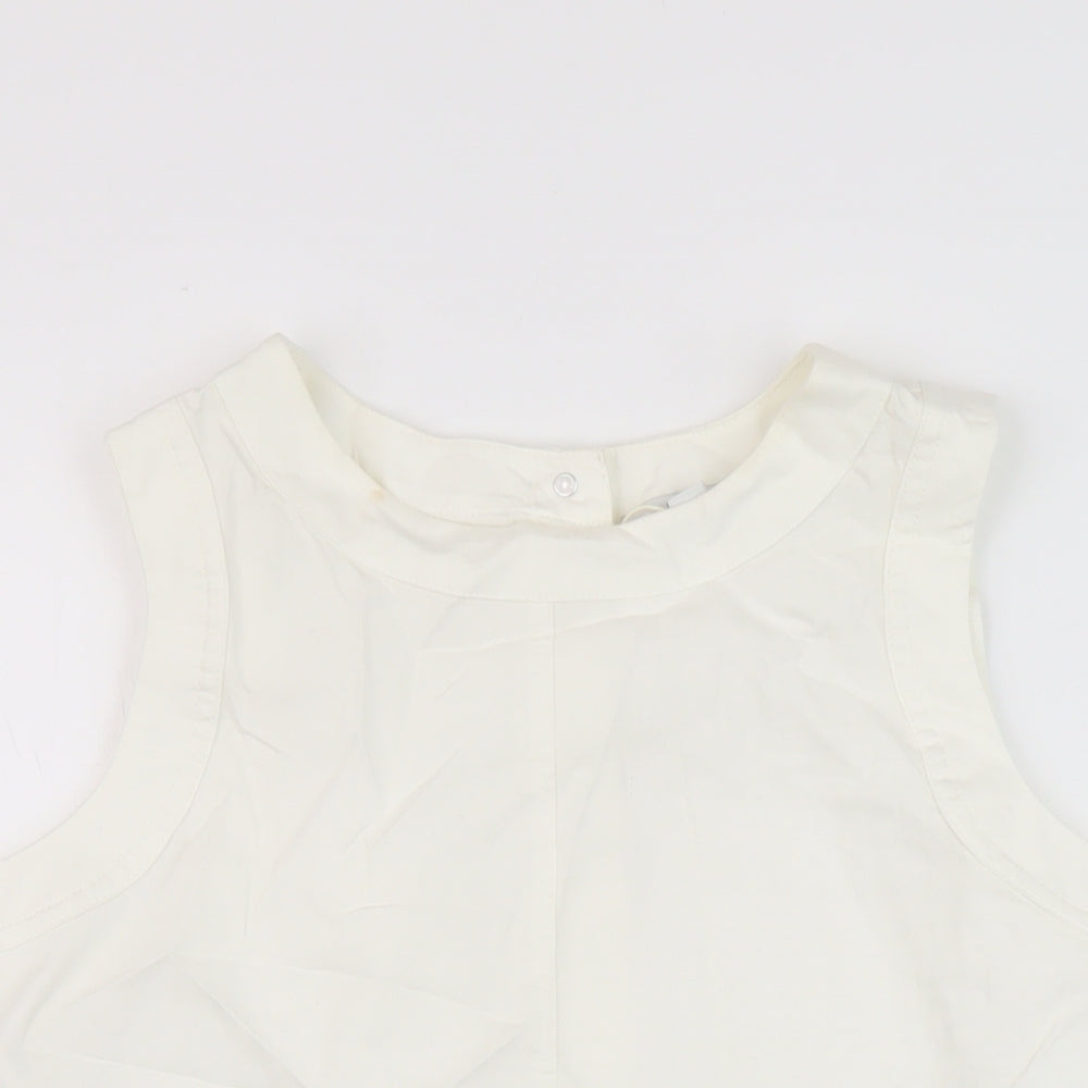 Marks and Spencer Womens White Cotton Basic Tank Size 14 Round Neck