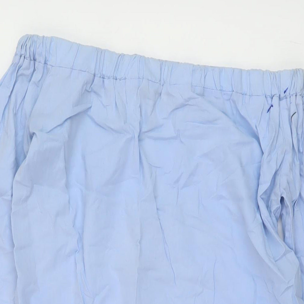 New Look Womens Blue Cotton Basic Blouse Size S Square Neck
